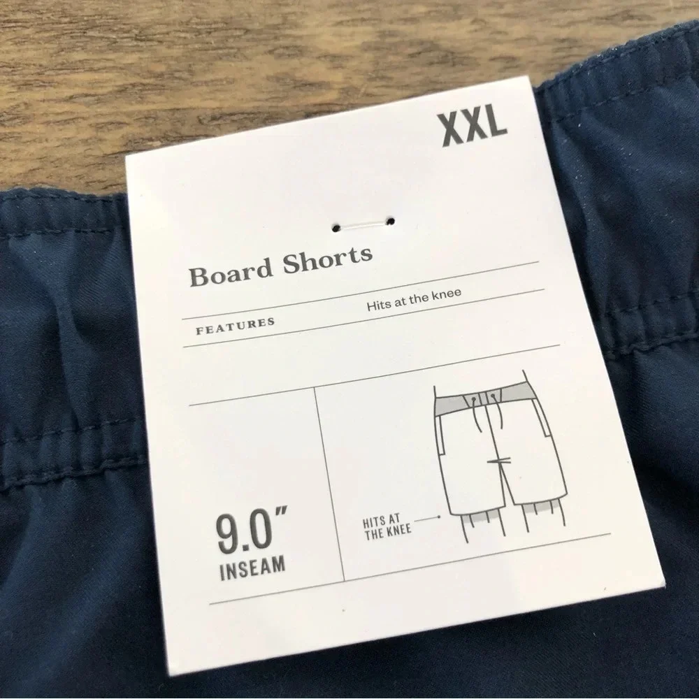 NWT Goodfellow‎ & Co Mens XXL Navy Blue 9” Inseam Board Shorts Swimwear Lined